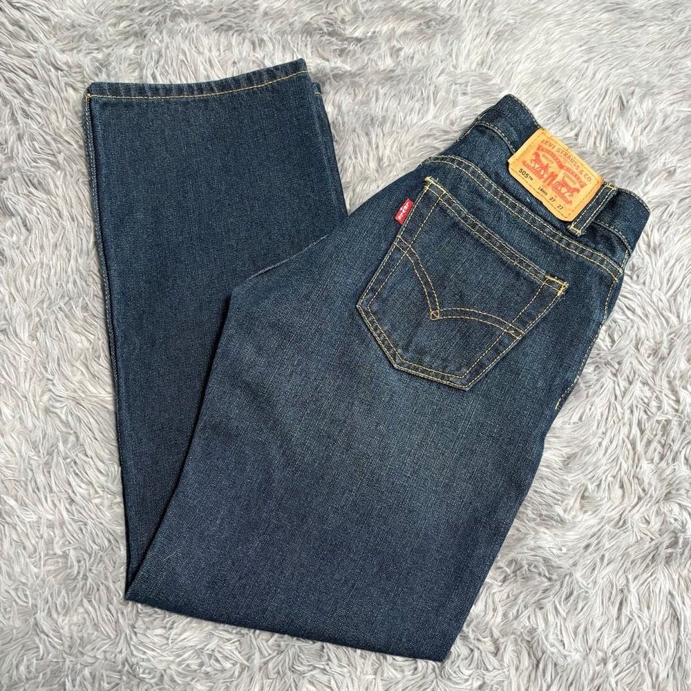 Levi Denim 505 Straight Jeans Dark Wash Big Boys Youth Size 14 Regular